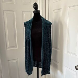 Susan Graver green velvet burnout paisley vest.